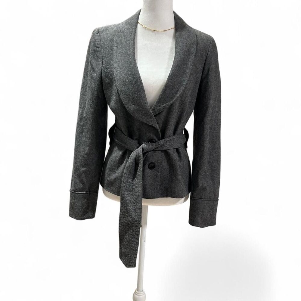 Pink Tartan Grey Belted Wool Blend Blazer